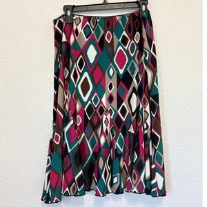 Vintage Y2K Midi Skirt Geometric Jewel Tone Funky Retro Glam